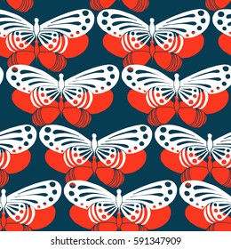 Seamless colorful background, butterfly pattern. Vector illustration
