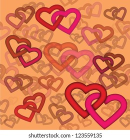 Seamless colorful background with couples of hearts for Valentines Day