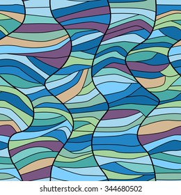 Seamless colorful background with curved lines