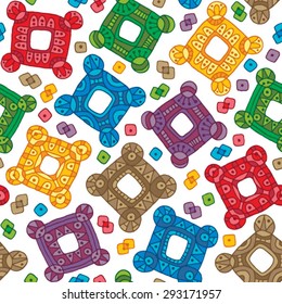 seamless colorful background with isolated square decorative ornamental elements