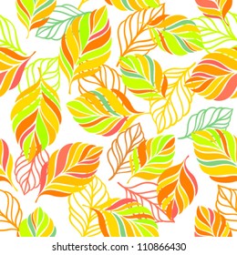 Seamless colorful background with leaves. Background for your design wallpapers, pattern fills, web page, surface textures