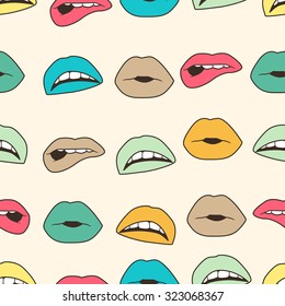 Seamless colorful background with lips