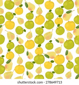 Seamless colorful background made of apples and pears in flat design