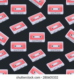 Seamless colorful background made of audio tapes in flat design