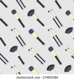 Seamless colorful background made of brushes for make up in flat design