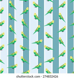 Seamless colorful background made of budgies  in flat design