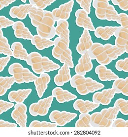 Seamless colorful background made of conch in flat design