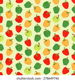 Seamless colorful background made of different pepper in flat design