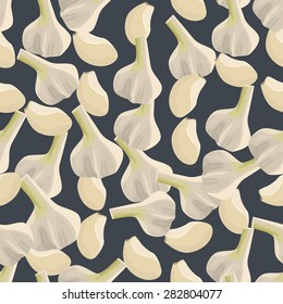 Seamless colorful background made of garlic and clove in flat design