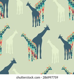 Seamless Colorful Background made of Giraffes