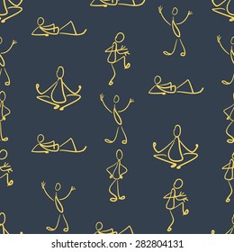 Seamless colorful background made of hand drawn stick men