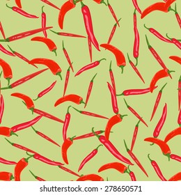 Seamless colorful background made of hot peppers in flat design