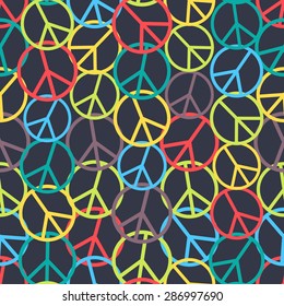 Seamless Colorful Background made of peace sign