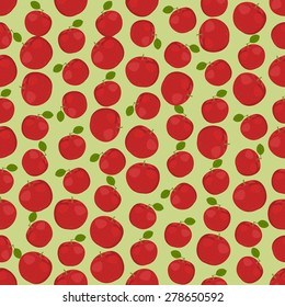 Seamless colorful background made of red apples in flat design