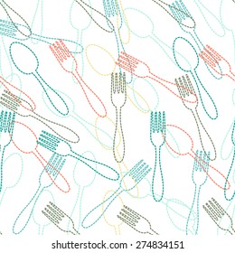 Seamless colorful background made of spoon and fork 
