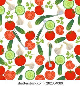 Seamless colorful background made of vegetables in flat design