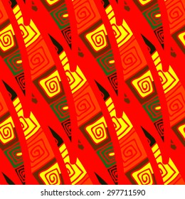 Seamless colorful background with ornamental ethnic motifs. Vector illustration.