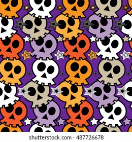 Seamless colorful background with skulls. Vector illustration.