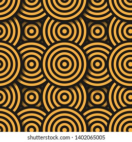 Seamless colorful background. Striped circles with shadow. 3D circles background. Vector illustration.