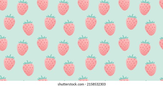 Seamless colorful berries pattern with pink strawberries