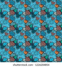 Seamless colorful boho pop art style. Nice hearts love on blue, black, pink colors on cute background. Vector. Summer style illustration with cute elements. Ideal for greeting card, label, tag, etc.