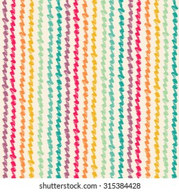 Seamless colorful and bright pattern made with hand drawn stripes. Vector illustration for graphic design.