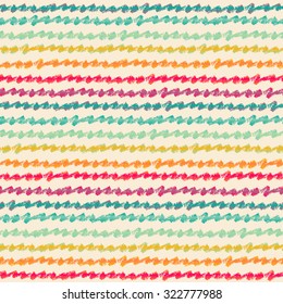 Seamless colorful and bright pattern made with hand drawn stripes. Vector illustration for graphic design.