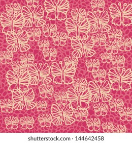 Seamless colorful butterfly pattern on red background. Vector illustration. Eps 10
