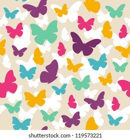 Seamless colorful butterfly pattern. Vector illustration