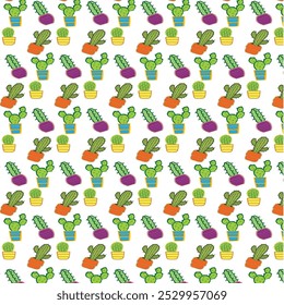 seamless colorful cactus pattern design