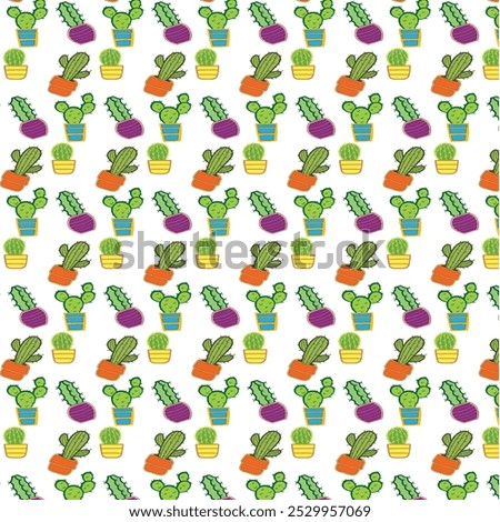 seamless colorful cactus pattern design