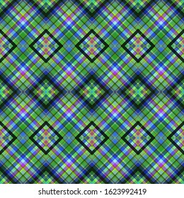 Seamless colorful cage pattern. Abstract texture with intersecting stripes of different widths. Geometrical color wall-paper. Print for flyers, shirts and textiles. Vector graphics.