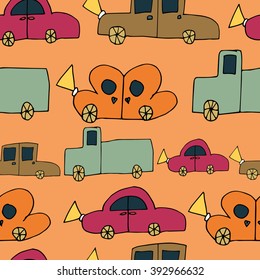 seamless colorful car pattern vector illustration