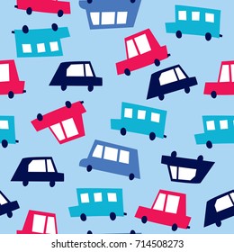 seamless colorful car pattern vector illustration