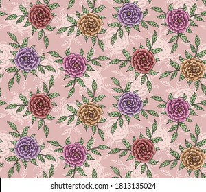 Patrón de flores de clavel sin color, tarjeta de saludo, papel tapiz