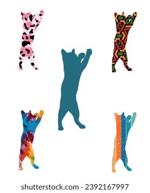 Seamless with colorful cats silhouettes 