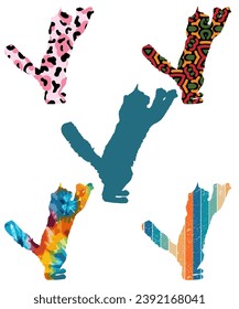 Seamless with colorful cats silhouettes 