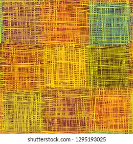 Seamless colorful checkered pattern with grunge striped weave square elements