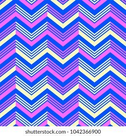 Seamless colorful chevron. Holiday pattern with creative unusual lines.