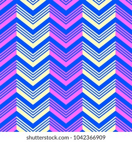 Seamless colorful chevron. Holiday pattern with creative unusual lines.