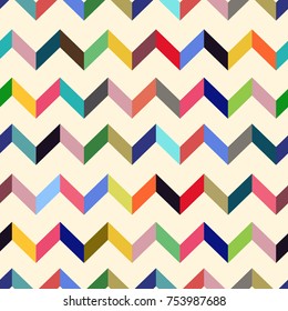 Seamless colorful chevron, zig zag vector pattern. Geometric layout. Gift wrapping paper. Bed sheets and interior.
