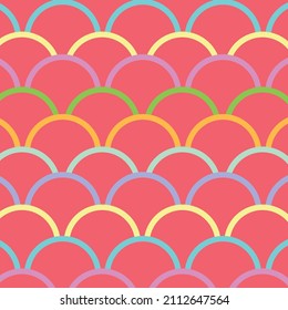 Seamless colorful chinese style geometric pattern, vector. Fishtail poster and invitation. underwater sea pattern.
