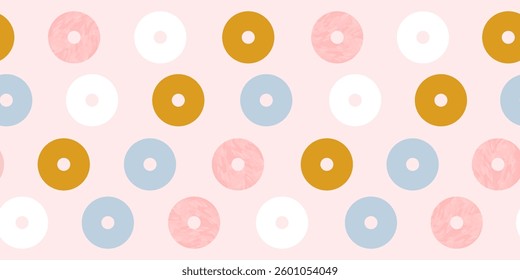 Seamless colorful circle pattern for background, wallpaper, textile, cover, banner, card. Simple, stylish, minimal design. Modern graphic.
