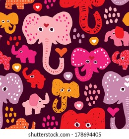 Seamless colorful circus elephant illustration background pattern in vector