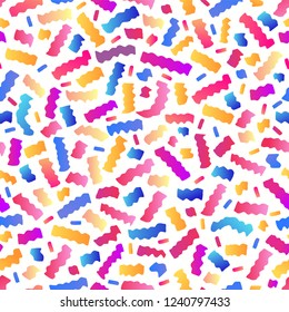 Seamless Colorful Confetti Background. Falling Firecracker Blast. Christmas, Birthday Celebration, Vector.