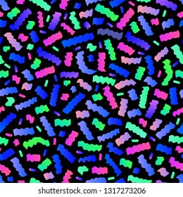Seamless Colorful Confetti Background. Falling Firecracker Blast. Christmas, Birthday Celebration, Vector.