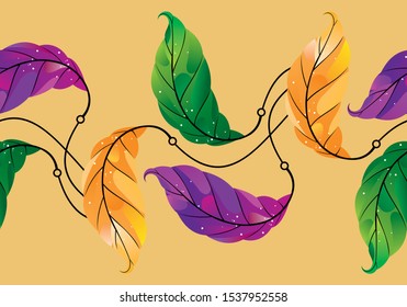 Diseño de borde de hojas creativas de colores sin inconvenientes