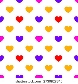 Padrão de coração bonito colorido sem emenda no fundo preto. Papel de Parede do Dia dos Namorados. Fundo do Casamento. Ilustração de vetor