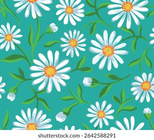 Padrão de margarida colorida sem emenda. Fundo para têxteis de moda, gráficos, fundos e artesanato.