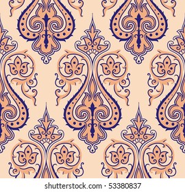 Seamless colorful damask background